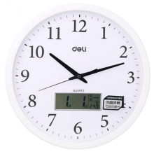 得力8951挂钟40.5cm万年历功能时钟餐厅卧室客厅时尚