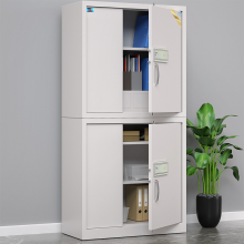 虎牌电子保密柜档案柜资料柜加厚钢板分体双节大型密码锁钢制保险柜器材柜员工柜办公柜文件柜 灰色