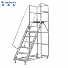 仓库超市移动平台梯 取货梯子凳子理货架防滑登高梯车带轮子 平台离地1.8米 W511 (需自行安装)