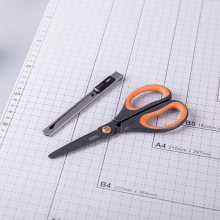 得力33432不锈钢剪刀170mm+金属美工刀套装