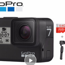 GoPro hero7运动相机水下潜水 4K户外直播防水摄像机 官方标配+云台稳定器+64G卡 黑色