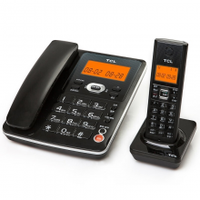 TCL子母机电话 D61 家用固定座机 数字无绳电话机中文 来电显示清晰免提 办公无线固话 黑色一拖一