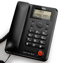 TCL电话机 HCD203有绳电话 固定座机 免电池 免提 办公有线固话座式 典雅黑