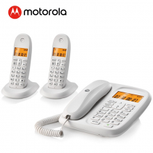 摩托罗拉(Motorola)数字无绳电话机子母机一拖二 办公双免提套装CL102C(白色)