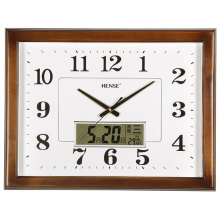 汉时HW30 棕色24英寸(万年历) 中式实木挂钟大号长方形客厅时钟挂表简约田园壁钟家用石英钟表
