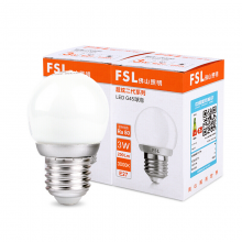 佛山照明（FSL）LED球泡3W大口E27节能灯泡日光色6500K 炫银 2支装