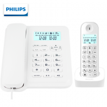 飞利浦（PHILIPS）数字无绳电话机无线座机子母机DCTG167 白色（一拖一）