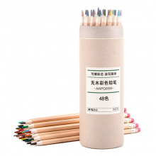 晨光AWPQ0505 文具48色可擦无木彩铅 绘画六角杆彩色铅笔  画笔填色笔套装 48支/筒