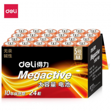 得力（deli）5号大容量碱性电池 电池批发 办公用品 24粒/盒装 18503