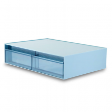 得力（deli）组合抽屉收纳盒 桌面化妆品文具收纳盒 单层 蓝色两格 1只 PK105