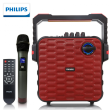 飞利浦（PHILIPS）SD60 户外广场舞拉杆音响便携播放器带无线话筒K歌家用舞台演出蓝牙大功率重低音（红色）