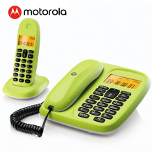 摩托罗拉CL101C 数字无绳电话机 子母机一拖一 办公家用 中文显示 双免提套装(青柠色)