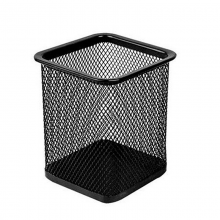 得力（deli） 金属网状笔筒 圆形方形简约创意 桌面收纳盒   黑色 9174 金属方形笔筒