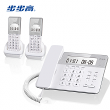 步步高（BBK）W201 无绳电话机 无线座机 子母机 办公家用 白色背光大屏 一键拨号 晶莹白 一拖二