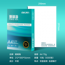 得力(deli)珊瑚海A4打印纸 80g克500张*5包一箱