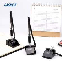 宝克（BAOKE）旋转台笔 0.5mm中性笔 可粘贴式银行商务柜台办公桌面台式签字笔 黑色（（10支装）1NO850