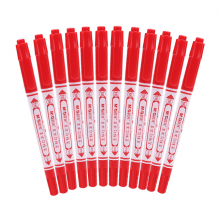 晨光(M&G)文具红色双头美术勾线笔 学生记号笔 史努比系列学习重点标记笔 12支/盒SPM21302
