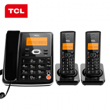 TCL 无绳电话机D60 无线座机 子母机   信号强 抗干扰套装一拖二(黑色)