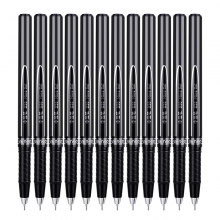 得力S36 中性笔0.5mm签字笔商务碳素笔黑色水笔 12支 