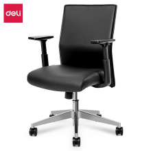 得力91102 电脑椅 家用办公椅 转椅人体工学皮椅子 时尚升降座椅 皮质扶手