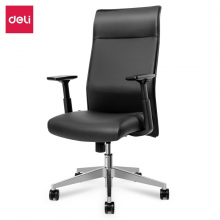 得力91002 电脑椅 家用办公椅 转椅人体工学皮椅子 时尚升降座椅 皮质扶手
