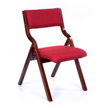 椅子实木可拆洗折叠椅子餐椅子小户型简约家用餐桌椅子书桌椅电脑椅 棕架-酒红色麻布