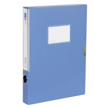 得力（deli）A4档案盒文件收纳盒粘扣资料盒文件夹办公用品 35mm 蓝色 33510