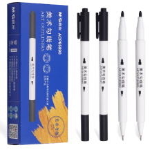 晨光ACP95890 记号笔黑色粗头大容量马克笔勾线笔油性笔防水不易掉色大头笔 黑色美术勾线笔细（12支） 
