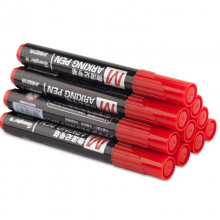广博H8821D 记号笔速干黑板笔会议培训笔油性笔物流大头笔油性油漆笔防水不掉色快递笔3.0mm 红色记号笔  10支装