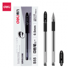得力(deli)0.5mm半针管中性笔签字水笔12支/盒黑色S55