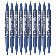 斑马牌（ZEBRA）油性双头记号笔MO-120-MC 油性物流笔YYTS5小双头光盘笔勾线笔彩色 蓝色 10支装
