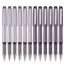 得力S25 黑色中性笔水笔签字笔0.5mm 金属质感软胶握手12支/盒