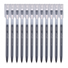 晨光AGPB6901黑色中性笔0.5mm大容量签字笔 笔杆笔芯一体化水笔 12支/盒