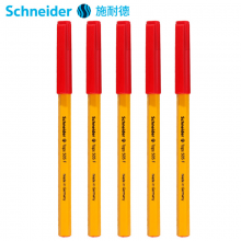 施耐德（Schneider）圆珠笔 子弹头原子笔办公写字经典黄杆0.5mm505F红色5支装