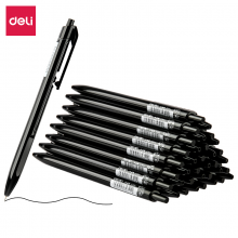 得力DL-S304 黑0.7mm 低粘度圆珠笔  迷你头中油笔侧按款36支/盒DL-S304黑
