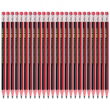 晨光AWP30802 经典红黑抽条原木铅笔(带橡皮)  