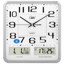 康巴丝（COMPAS）挂钟中式双日历时钟古典挂表电子客厅石英钟 2984 银色