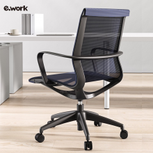 ework 人体工学办公椅职员电脑椅老板椅家用转椅可躺可升降黑框+黑透气网布ES-285B
