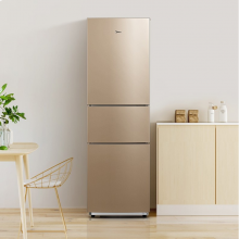 美的BCD-210TM（E）三门冰箱 小型家用210升 多门节能静音电冰箱金色