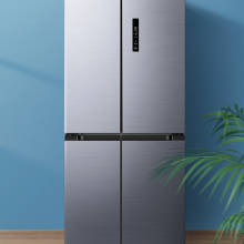 美的BCD-450WTPM(E) 450升纤薄十字对开门冰箱 变频风冷无霜四开门多门电冰箱 银色
