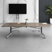 折叠会议桌培训桌椅组合长条桌滑轮可移动拼接伸缩办公课桌多功能1.2米*1米