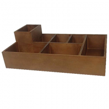 木质办公桌面多功能杂物整理收纳盒 7格复古色