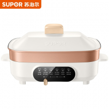 苏泊尔(SUPOR) 34×24cm ZMD安心系列 煎烤机 电脑型 美食家系列 米白色+香槟金 JD3424D08