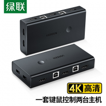 绿联 KVM切换器 HDMI切屏器2进1出4K高清 USB打印机共享器CM200