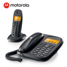 摩托罗拉（Motorola）数字无绳电话机 无线座机 子母机一拖一大屏幕清晰免提固话套装CL101C(黑色)