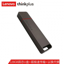 联想（thinkplus）128GB USB3.1 移动固态U盘 TU100 Pro系列 超极速传输 金属固态闪存盘 便携经典款 灰色