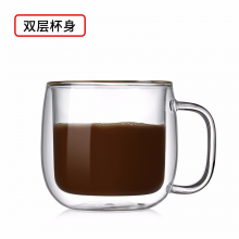咖啡杯茶杯玻璃茶具泡双柱杯290毫升
