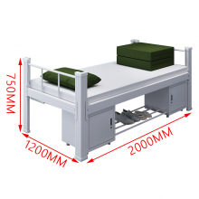 钢制单人床2000*1200*750mm加厚单层床含下柜定制款