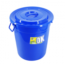  兰诗（LAUTEE）YY-D023 蓝色带盖圆形水桶 40L 工业用大桶
