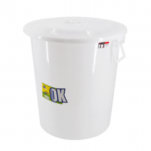 兰诗（LAUTEE）YY-D025 白色带盖圆形水桶 60L 工业用大桶
